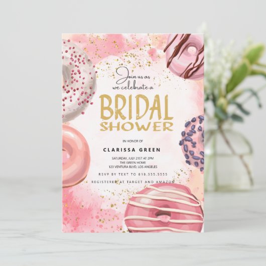 Invitation de fête de douche de mariage Donut (Debout devant)