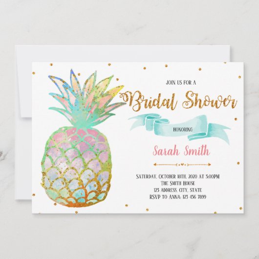 Invitation de fête de douche de mariée à l'ananas (Devant)