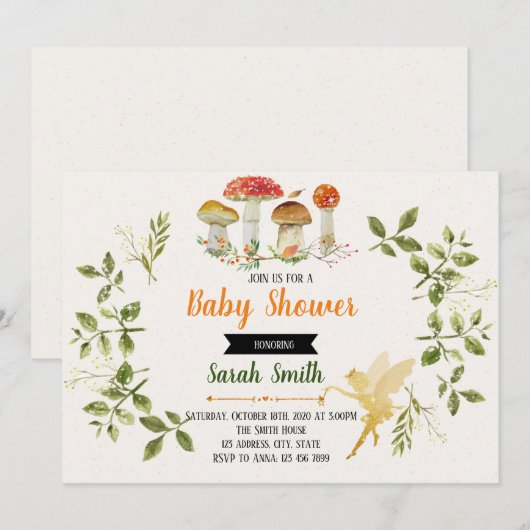 Invitation de fête de douche enchantée (Devant / Derrière)