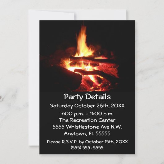 Invitation de fête de feu (Dos)