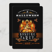 Invitation de fête de feu d'Halloween (Devant / Derrière)