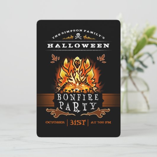 Invitation de fête de feu d'Halloween (Debout devant)