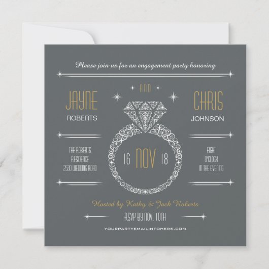 Invitation de fête de fiançailles (Devant)