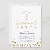 Invitation de fête de fiançailles à coeur doré mod (Devant)