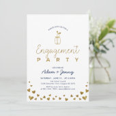 Invitation de fête de fiançailles à coeur doré mod (Debout devant)
