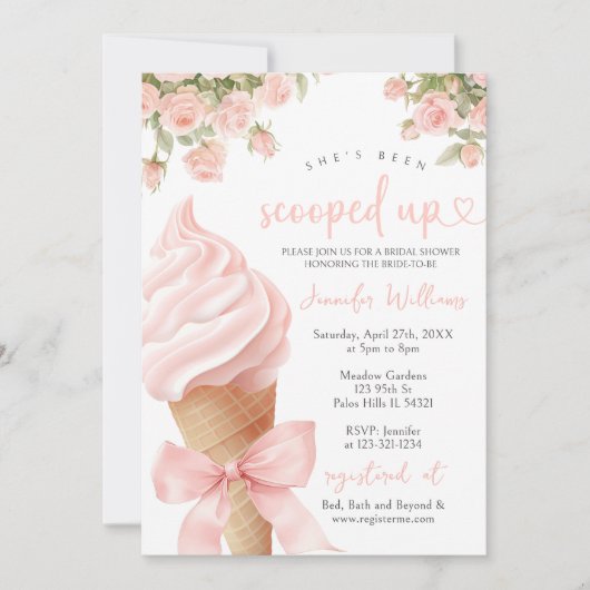 Invitation de Fête de Fiançailles à la Crème Glacé (Devant)