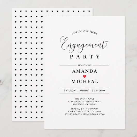 Invitation de fête de fiançailles à la typographie (Devant / Derrière)