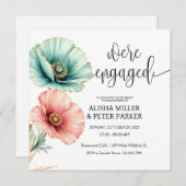 Invitation de fête de fiançailles à l'aquarelle bl (Devant / Derrière)
