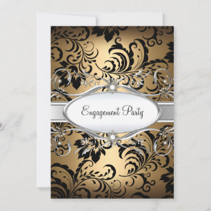 Invitation de fête de fiançailles à tourbillon flo