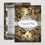 Invitation de fête de fiançailles à tourbillon flo (Devant / Derrière)