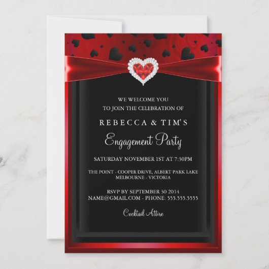 Invitation de fête de fiançailles amoureuse (Devant)