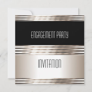 Invitation de fête de fiançailles Art déco crème n