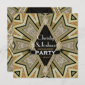 Invitation de fête de fiançailles Art Déco glamour (Devant / Derrière)