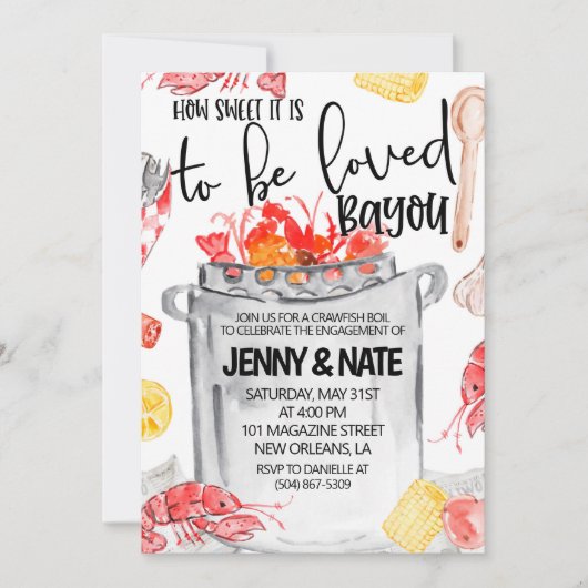 Invitation de fête de fiançailles au bouillon d'éc (Devant)