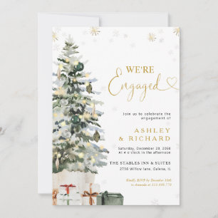 Invitation de fête de fiançailles au sapin de Noël