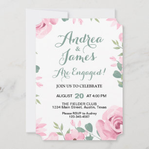 Invitation de fête de fiançailles aux élégantes ro
