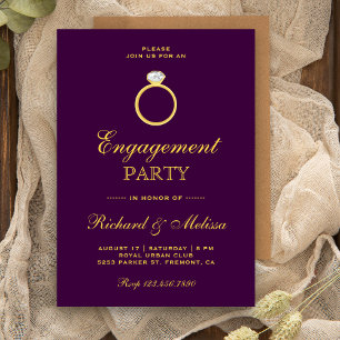 Invitation de fête de fiançailles avec bague de di