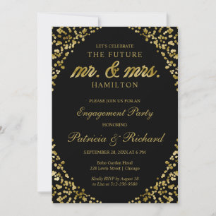 Invitation de fête de fiançailles avec confettis e