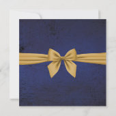 Invitation de fête de fiançailles bleu foncé et or (Dos)