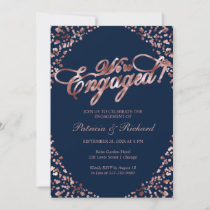 Invitation de fête de fiançailles Blue We're Engag