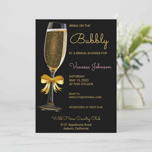 Invitation de Fête de Fiançailles Bubbly Or (Debout devant)