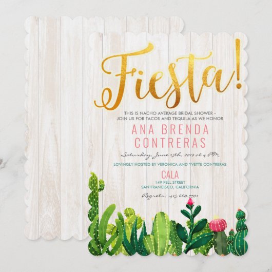Invitation de Fête de Fiançailles Cactus Fiesta (Devant / Derrière)