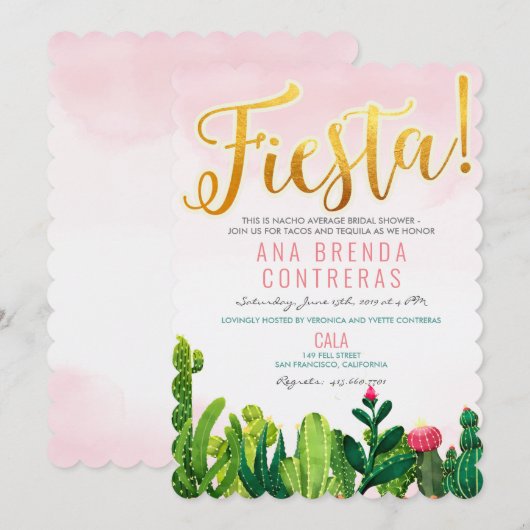 Invitation de Fête de Fiançailles Cactus Fiesta (Devant / Derrière)