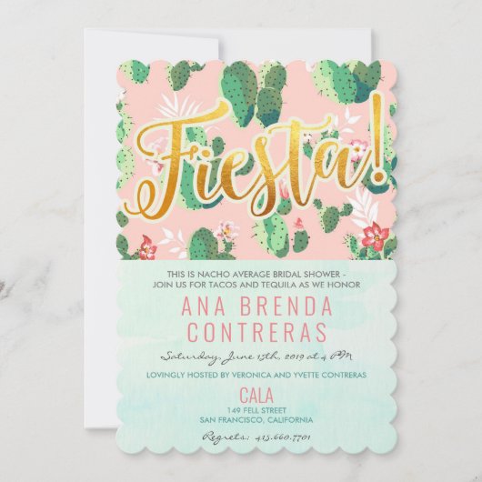 Invitation de Fête de Fiançailles Cactus Fiesta (Devant)
