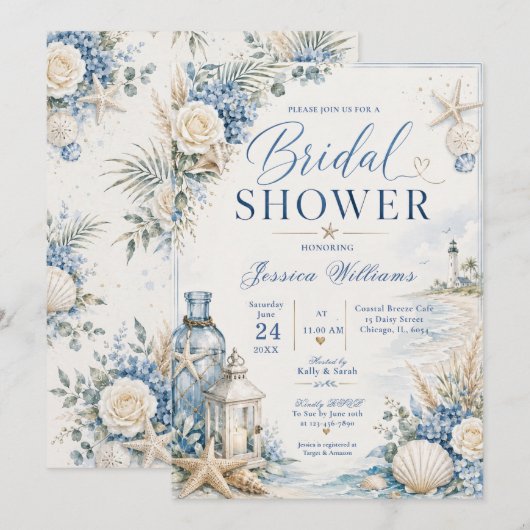 Invitation de Fête de Fiançailles Côtière (Devant / Derrière)
