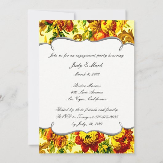 Invitation de fête de fiançailles de mariage print (Devant)