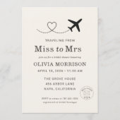 Invitation de Fête de Fiançailles « De Miss à Mrs (Devant)