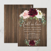 Invitation de Fête de Fiançailles de Tomber en Amo (Devant / Derrière)