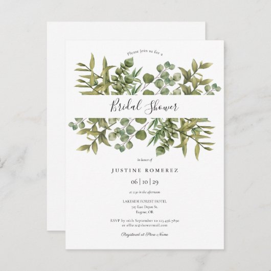 Invitation de Fête de Fiançailles de Verdure d'Euc (Devant / Derrière)