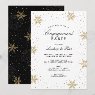 Invitation de fête de fiançailles d'hiver Noël Or