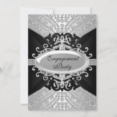 Invitation de fête de fiançailles diamant noir et (Devant)