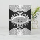 Invitation de fête de fiançailles diamant noir et (Debout devant)