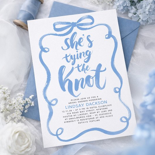Invitation de fête de fiançailles Dusty Blue Bow S