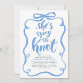 Invitation de fête de fiançailles Dusty Blue Bow S (Devant)