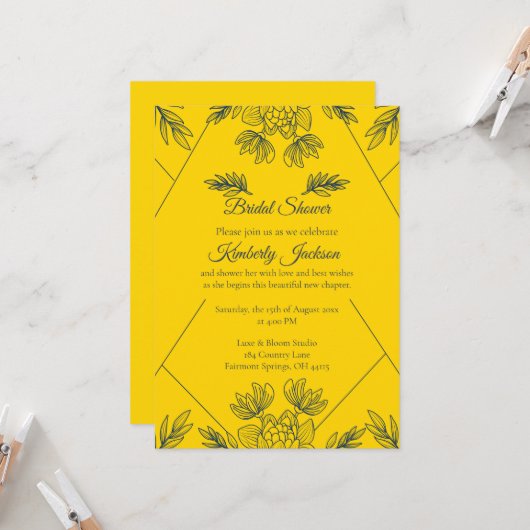 Invitation de Fête de Fiançailles Élégance Dorée (Devant/Arrière en situation)