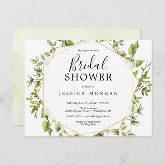 Invitation de Fête de Fiançailles en Verdure de Bo (Devant / Derrière)