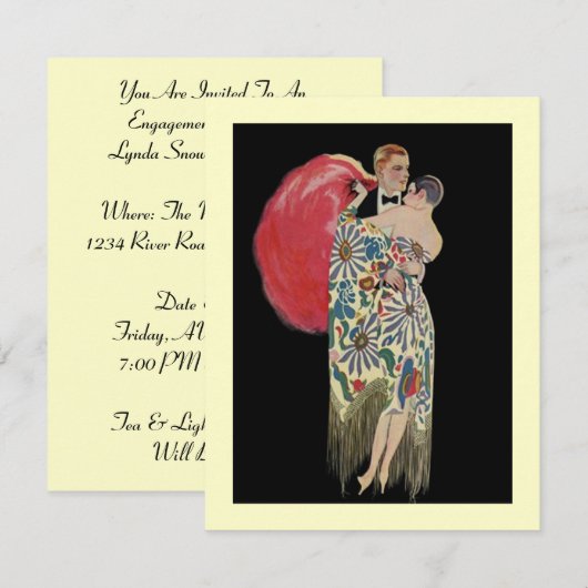 Invitation de fête de fiançailles Flapper élégante (Devant / Derrière)