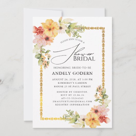 Invitation de Fête de Fiançailles Fleurs Pastel Mo (Devant)