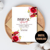 Invitation de Fête de Fiançailles Fleurs Rouges Fê