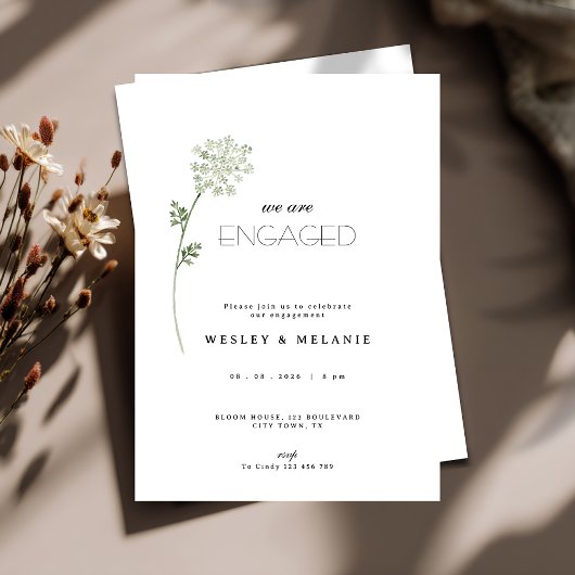 Invitation de fête de fiançailles florale - Minima