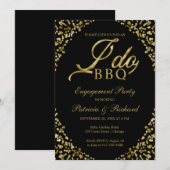 Invitation de fête de fiançailles Gold Black I DO (Devant / Derrière)