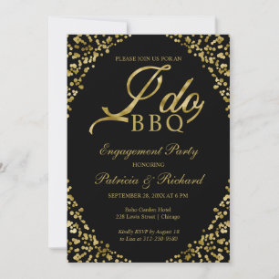 Invitation de fête de fiançailles Gold Black I DO
