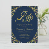 Invitation de fête de fiançailles Gold Blue I DO (Debout devant)