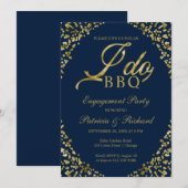 Invitation de fête de fiançailles Gold Blue I DO (Devant / Derrière)