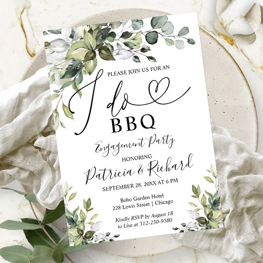 Invitation de fête de fiançailles Greenery I DO BB
