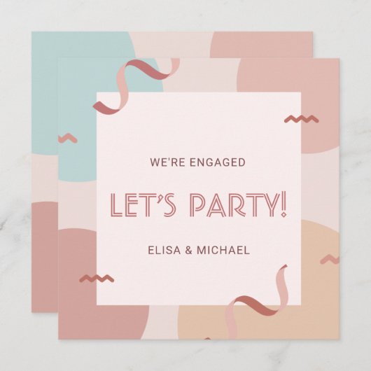 Invitation de fête de fiançailles Let's Party Rose (Devant / Derrière)